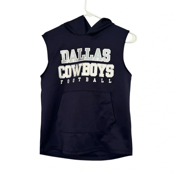 Dallas Cowboys Sweatshirt Boys Small Blue NFL Hoodie Sleeveless Youth M 10/12 - Picture 1 of 10